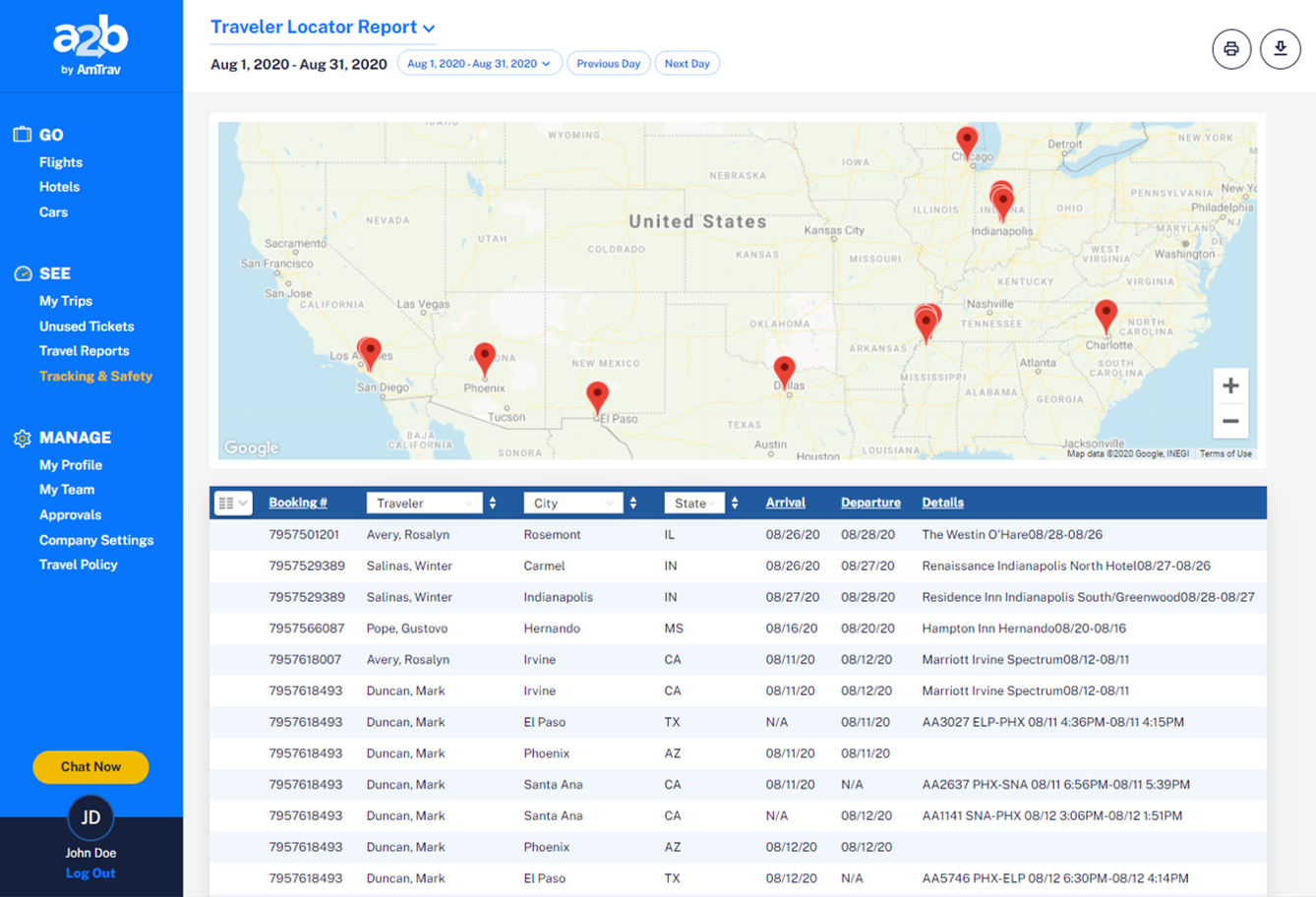 Tracking Safety - Traveler Locator - desktop