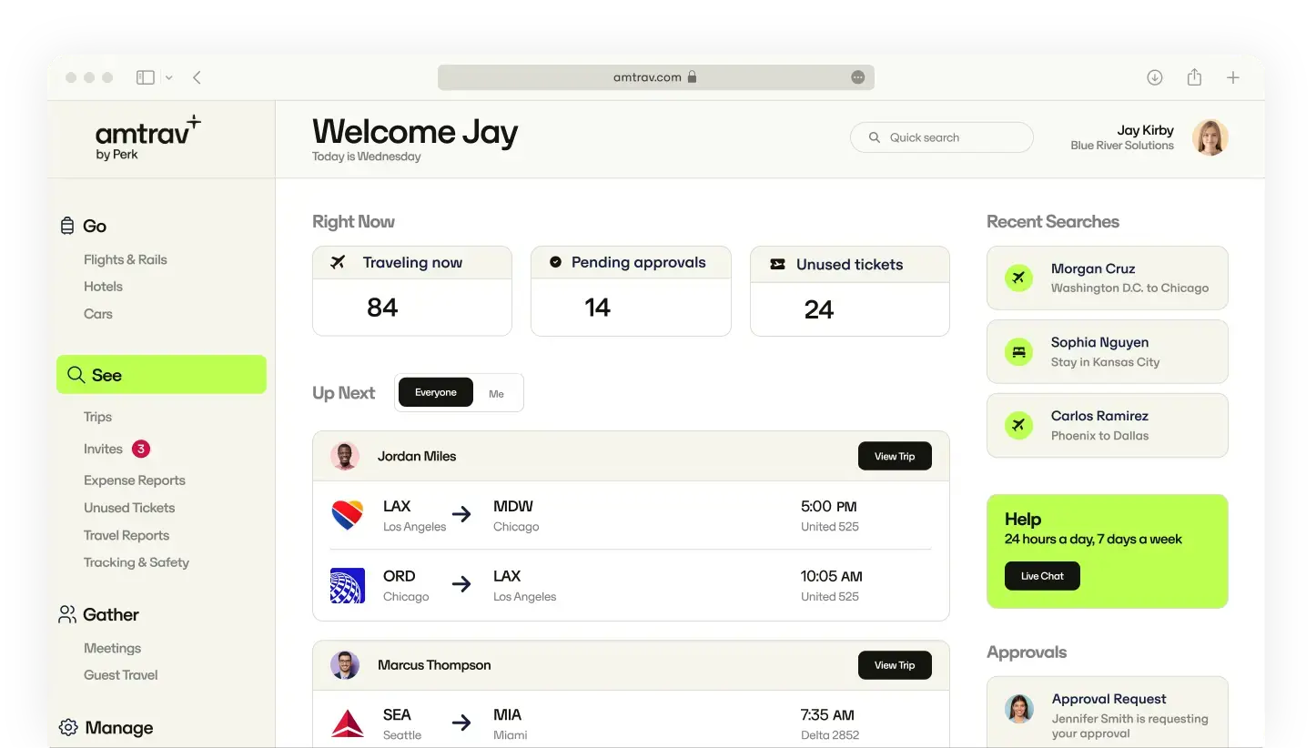 amtrav home page hero screenshot